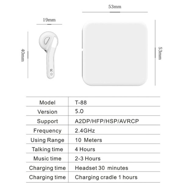 Mini Touch Control Wireless Earbuds with Charger Box - Hifi Bluetooth Tws - White - Image 9