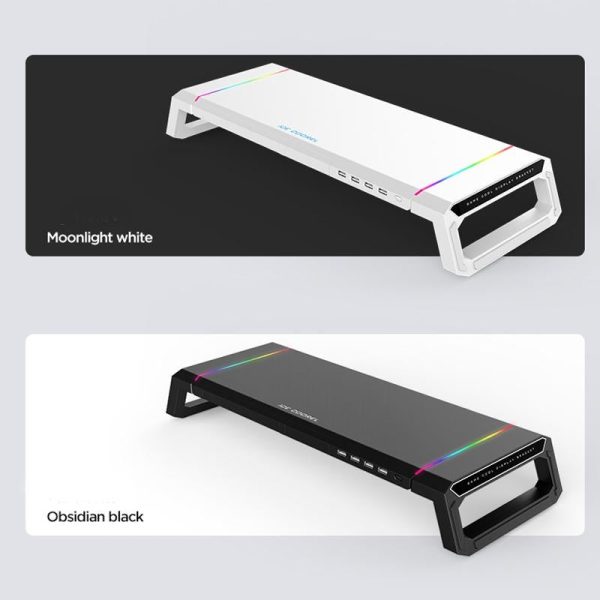 Foldable Laptop Stand with Rgb Lighting & Usb Expansion - Monitor Rack - Obsidian Black - Image 3