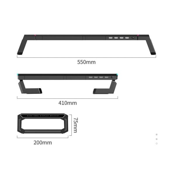 Foldable Laptop Stand with Rgb Lighting & Usb Expansion - Monitor Rack - Obsidian Black - Image 6