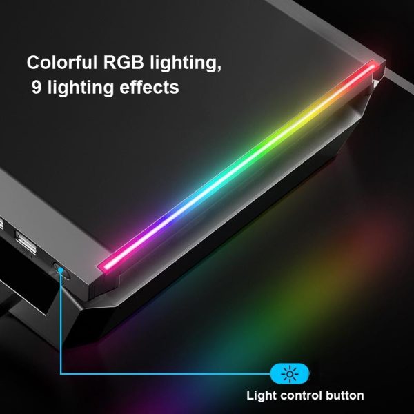 Foldable Laptop Stand with Rgb Lighting & Usb Expansion - Monitor Rack - Obsidian Black - Image 10
