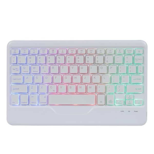 Bluetooth Keyboard Leather Case For Ipad 9.7 - Triangle Holder & Pen Slot - Gradient Rainbow - Image 11