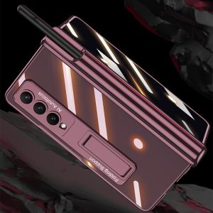 Foldable Magnetic Privacy Case with Pen Holder - Fits 4th Generation Ipad - Wine Red - Image 5