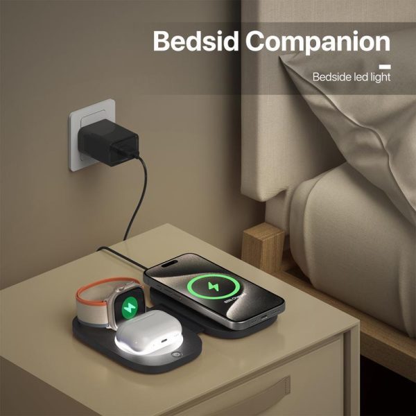 3 In 1 Magnetic Wireless Charger For Apple Devices - White - Image 9