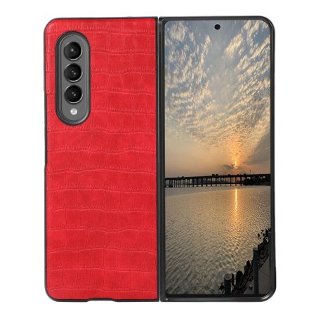 Foldable Crocodile Texture Phone Case - Pu Leather - Red