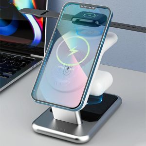 15W 3 In 1 Magnetic Wireless Charger - Black - Image 3