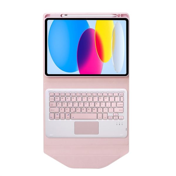 Bluetooth Keyboard Leather Tablet Case With Pen Slot And Touchpad - Pink - Image 6