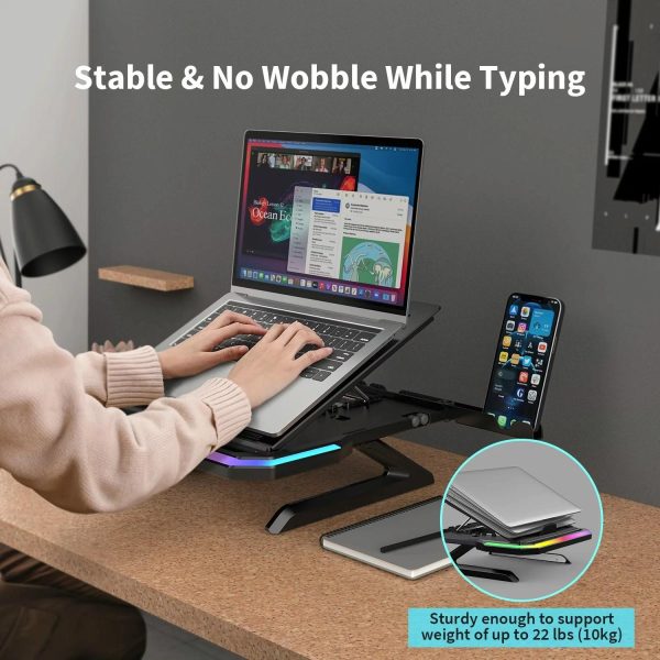 Adjustable Laptop Stand with 9 Levels of Lighting - Pink - Image 8