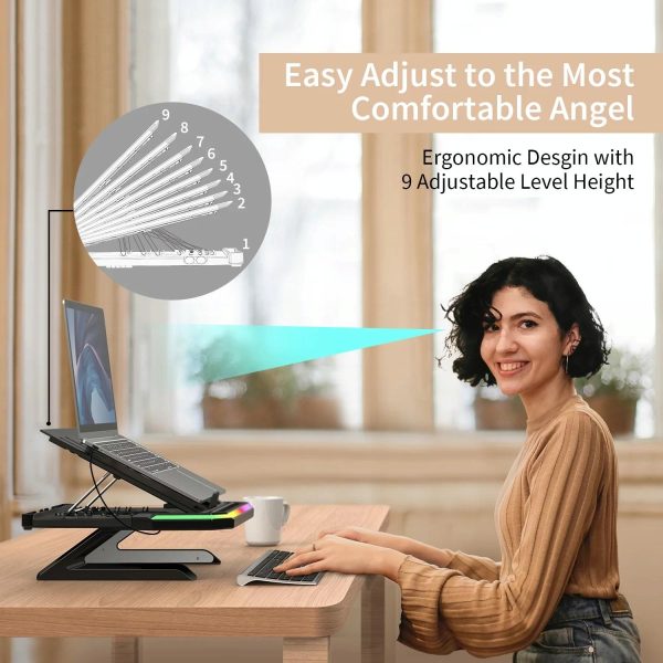 Adjustable Laptop Stand with 9 Levels of Lighting - Pink - Image 9
