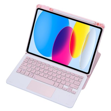 360 Rotation Bluetooth Keyboard Leather Case For Ipad 10.9 2022 - Transparent Acrylic With Touch Control - Pink