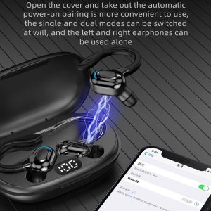 Wireless Bluetooth Earphones with Charging Case - F8 - Red Double Ear - Image 5