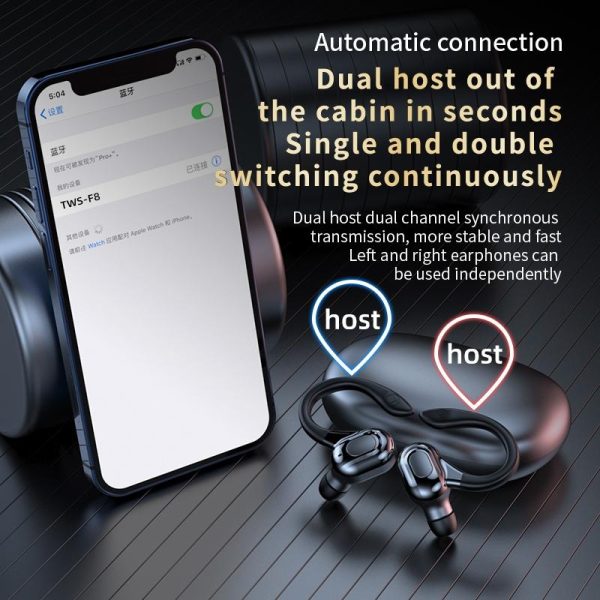 Wireless Bluetooth Earphones with Charging Case - F8 - Red Double Ear - Image 8