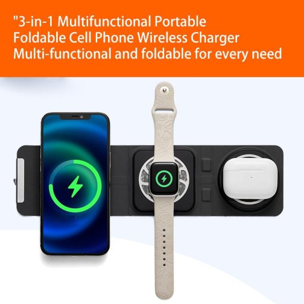 3 In 1 Portable Magsafe Wireless Charger - White - Image 5