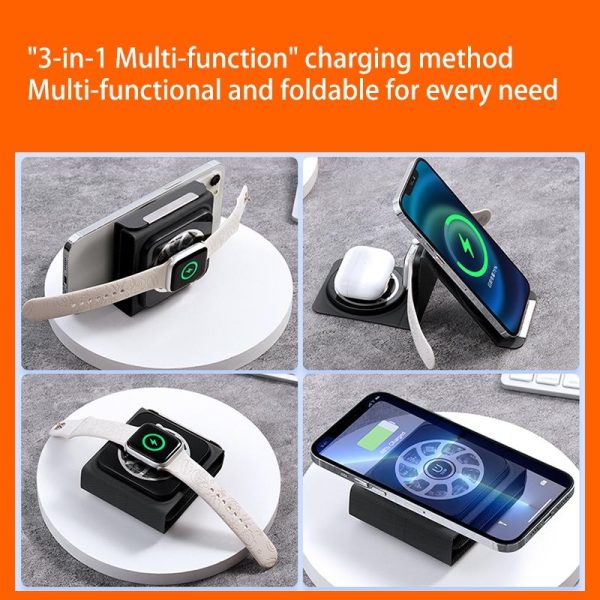 3 In 1 Portable Magsafe Wireless Charger - White - Image 7