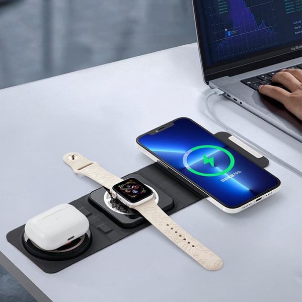 3 In 1 Portable Magsafe Wireless Charger - White - Image 9