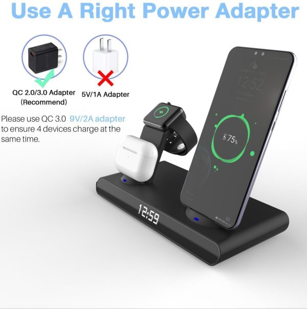 15W Wireless Fast Charge Stand With Clock And Folding Design-White - Image 6