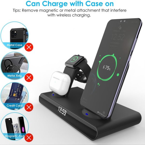 15W Wireless Fast Charge Stand With Clock And Folding Design-White - Image 7