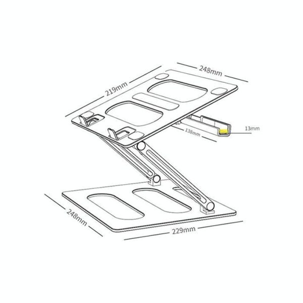 Adjustable Metal Notebook Stand - Gray Desktop Support - Image 4