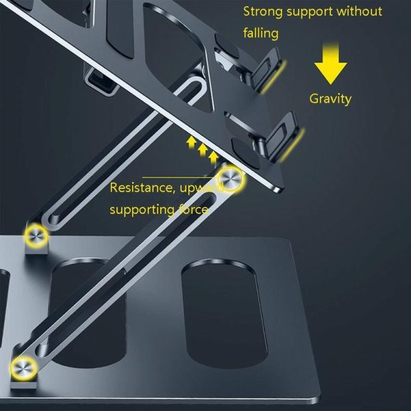 Adjustable Metal Notebook Stand - Gray Desktop Support - Image 7