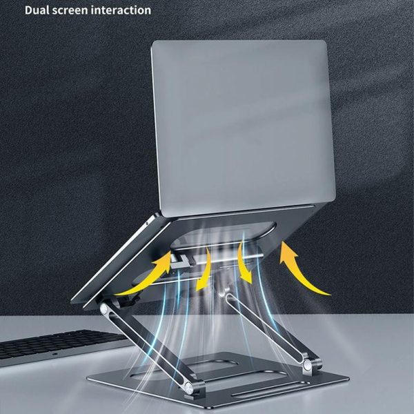 Adjustable Metal Notebook Stand - Gray Desktop Support - Image 8
