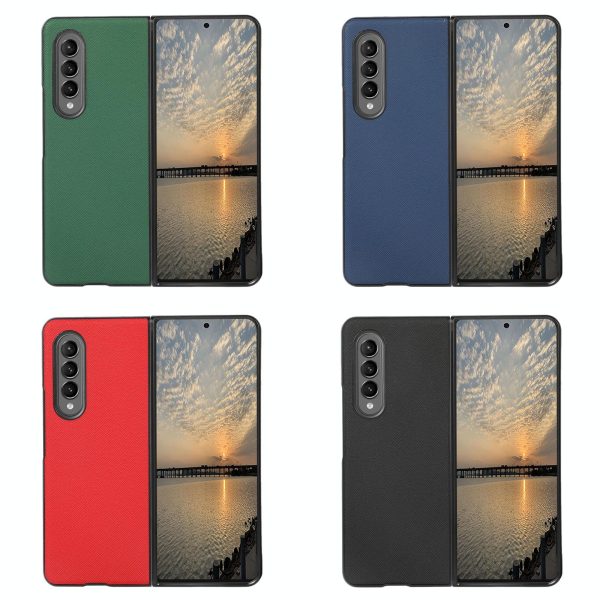 Fold 4 Cross Texture Pu Leather Case - Red - Image 6