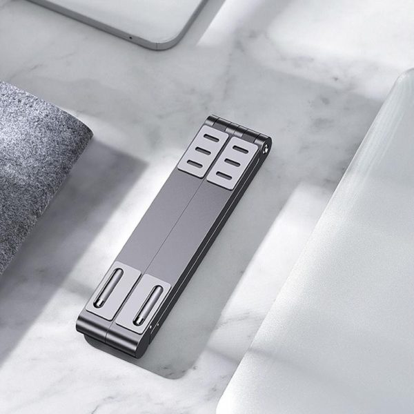 Portable Aluminum Notebook Stand - Compact Cooling Bracket - Silver - Image 3