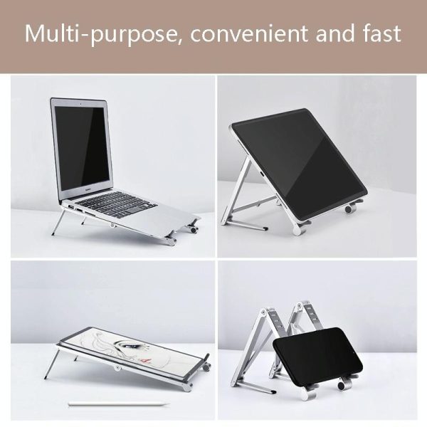 Portable Aluminum Notebook Stand - Compact Cooling Bracket - Silver - Image 8