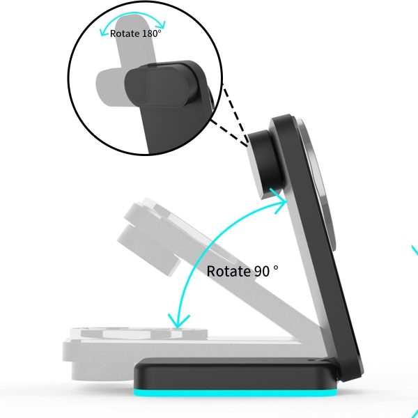 Foldable 3 In 1 Rgb Led Wireless Charger - White - Image 8