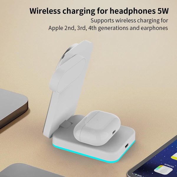 Foldable 3 In 1 Rgb Led Wireless Charger - White - Image 14