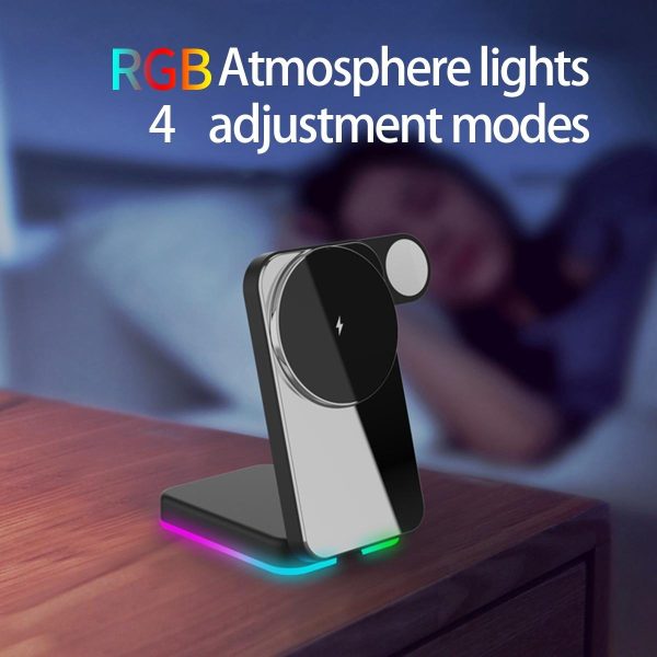 Foldable 3 In 1 Rgb Led Wireless Charger - White - Image 15