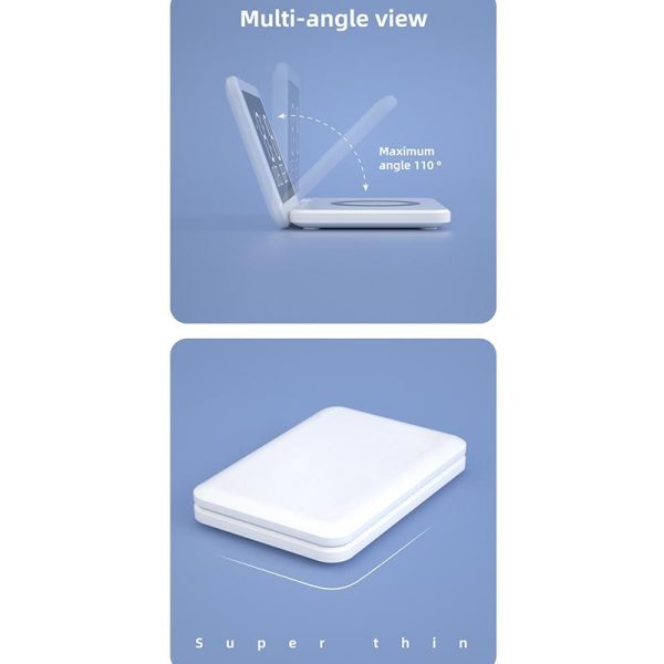 Foldable Desk Calendar Clock With Wireless Charger & Alarm - White - Image 12