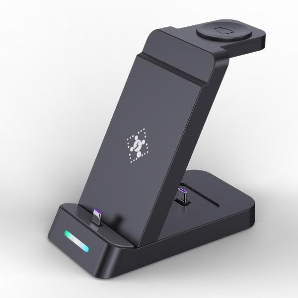 18W 3 In 1 Vertical Charging Stand For Samsung Watch And Galaxy Buds - Black - Image 2