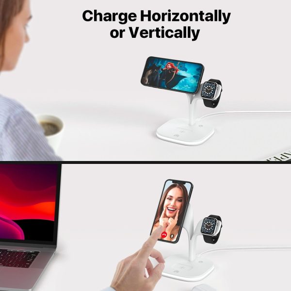 15W 5 In 1 Magnetic Wireless Charger With Stand - White - Image 4