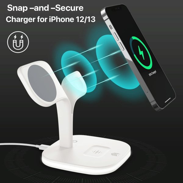 15W 5 In 1 Magnetic Wireless Charger With Stand - White - Image 6
