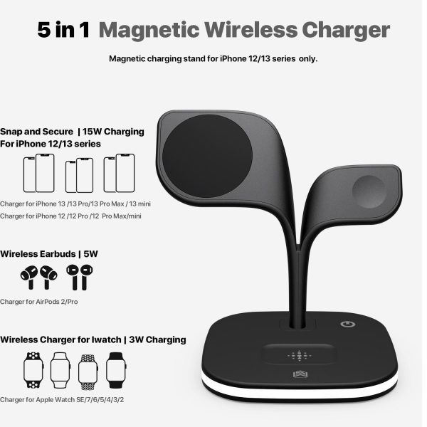15W 5 In 1 Magnetic Wireless Charger With Stand - White - Image 12