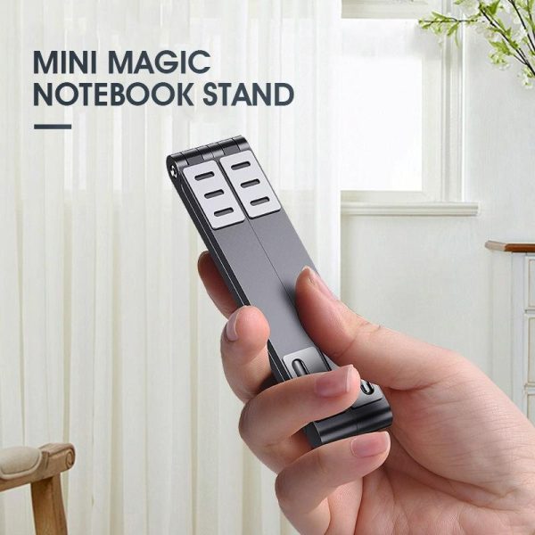 Foldable Aluminum 3-in-1 Phone Tablet Stand - Portable Storage - Silver - Image 6