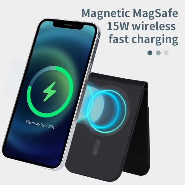 3 In 1 Magnetic Wireless Charger With Card Holder And Phone Bracket - Beige - Image 4