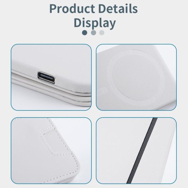 3 In 1 Magnetic Wireless Charger With Card Holder And Phone Bracket - Beige - Image 10