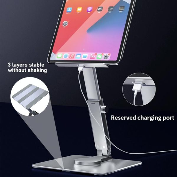 Portable Telescopic Desktop Phone Stand - Foldable & Rotating - Deep Grey - Image 5