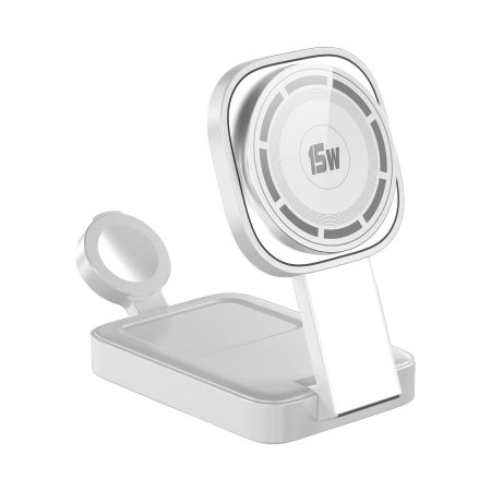 3 In 1 Magnetic Wireless Charger With Led Light - White