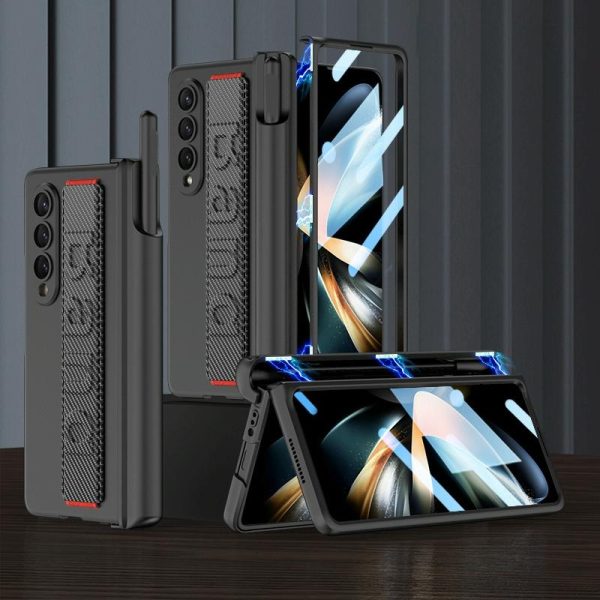 Foldable Phone Case with Magnetic Hinge and Wrist Strap for Samsung Galaxy z Fold 4 - Portable and Secure - Green - Image 2