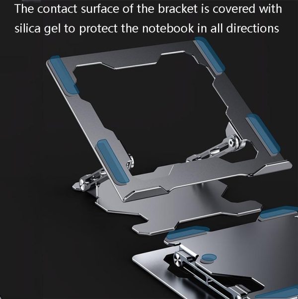 Foldable Laptop Stand - Hollow Design Heat-dissipating Flat Desktop - Moon Silver - Image 7
