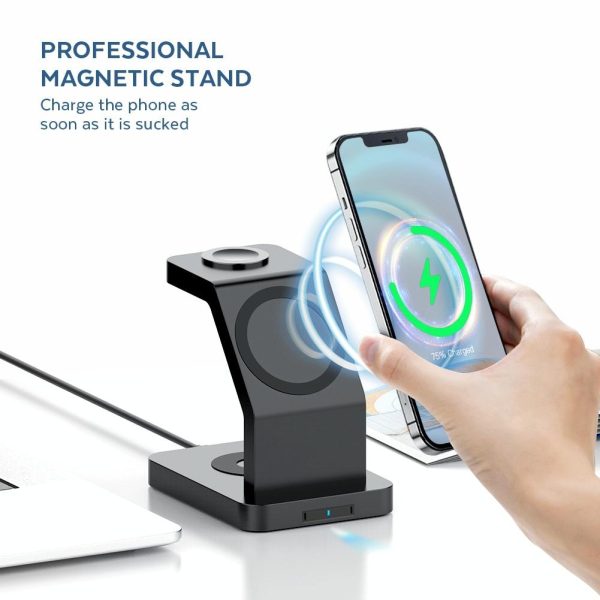 3 In 1 Magnetic Wireless Charger For Iphone Iwatch Airpods - Black - Image 5