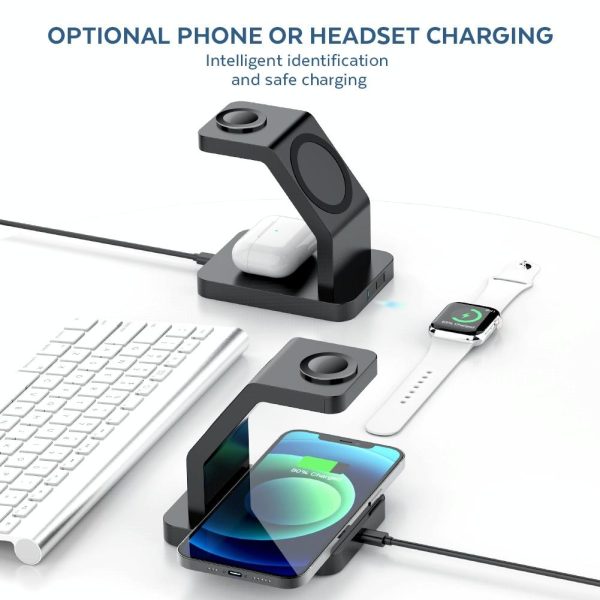 3 In 1 Magnetic Wireless Charger For Iphone Iwatch Airpods - Black - Image 7