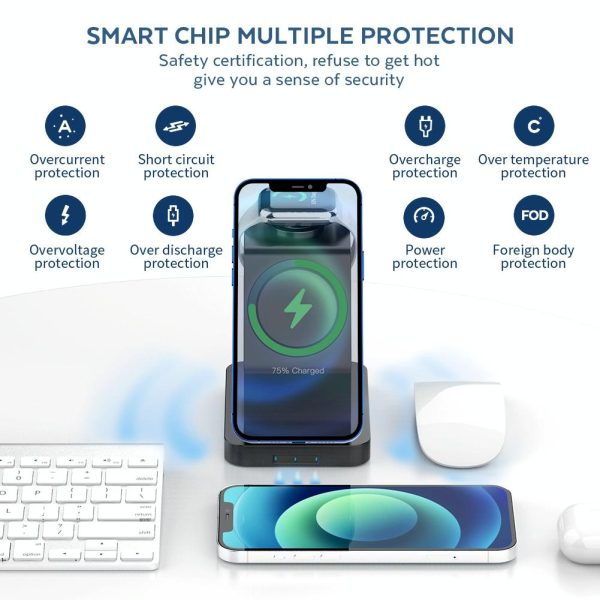 3 In 1 Magnetic Wireless Charger For Iphone Iwatch Airpods - Black - Image 8