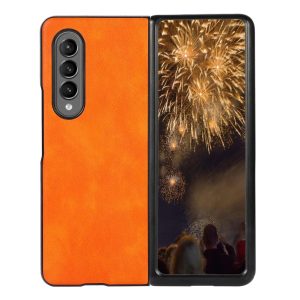 Two Tone Litchi Pu Case for Samsung Galaxy z Fold 4 - Slim & Stylish - Orange - Image 1