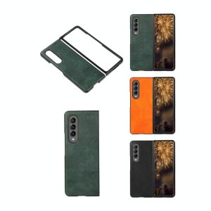 Two Tone Litchi Pu Case for Samsung Galaxy z Fold 4 - Slim & Stylish - Orange - Image 7