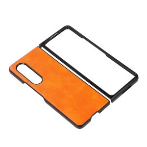 Two Tone Litchi Pu Case for Samsung Galaxy z Fold 4 - Slim & Stylish - Orange - Image 10