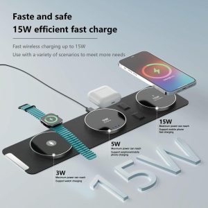 15W 3 In 1 Magnetic Wireless Charger - Blue - Image 6