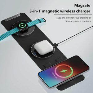 15W 3 In 1 Magnetic Wireless Charger - Blue - Image 8