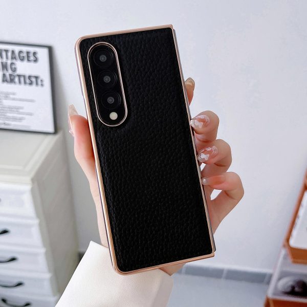 Star Series Nano Electroplating Pu Case for Samsung Galaxy z Fold 4 - Forest Green - Image 15